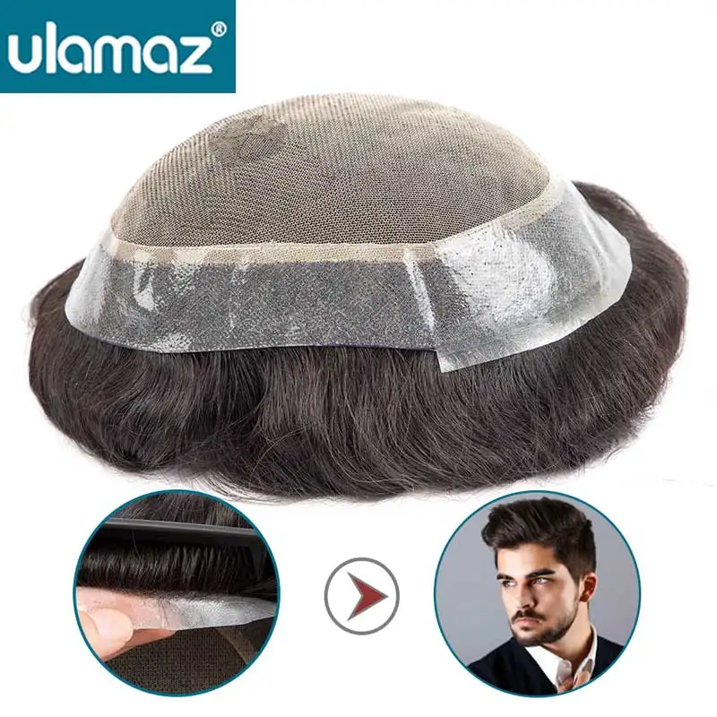 Australia Toupee Man Wig Human Hair Natural Men Wig Male Hair Prosthesis French Lace Pu Base Wig Hair System Unit For Men Choice