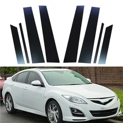 8Pcs Glossy Black Pillar Posts Fit For Mazda 6 GH1 Liftback 2009 2010 2011 2012 2013 Window Trim Door Side Cover Accessories