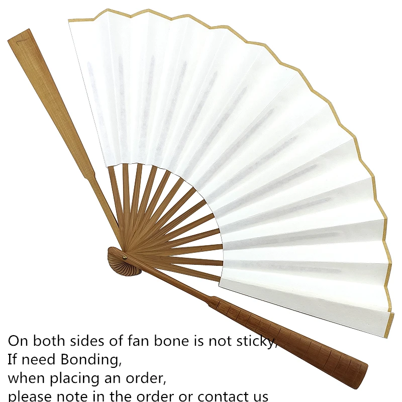 6 Size Large Decor White Xuan Paper Fans DIY Party Decoration Paper Fans Personalized Chinese Bamboo Bone Folding Hand Fan