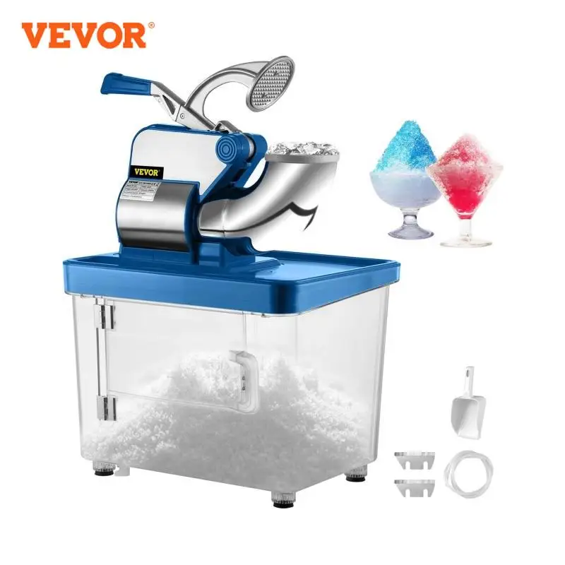 VEVOR Eiscrusher 3000 W, Smoothie Maker Machine mit Eisspeicherkapazität 34 L, Silbriger Smoothie Mixer, Edelstahl Maschine mit Doppelschneidkopf