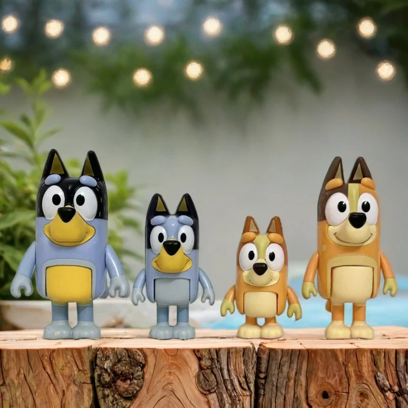 8 pçs bluey heeler família série bandido chilli bingo bonito engraçado gado australiano cão figuras de ação modelo boneca decoração brinquedos presentes