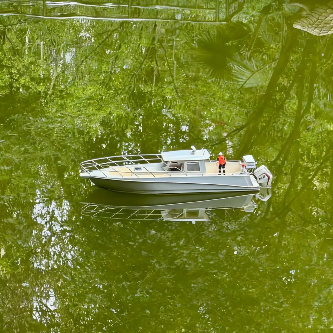 Bateau de pêche à Double moteur hors-bord RC de 80cm, avec lumières imprimées en 3D, formant modèle Schiffe RC, jouet de bateau RTR
