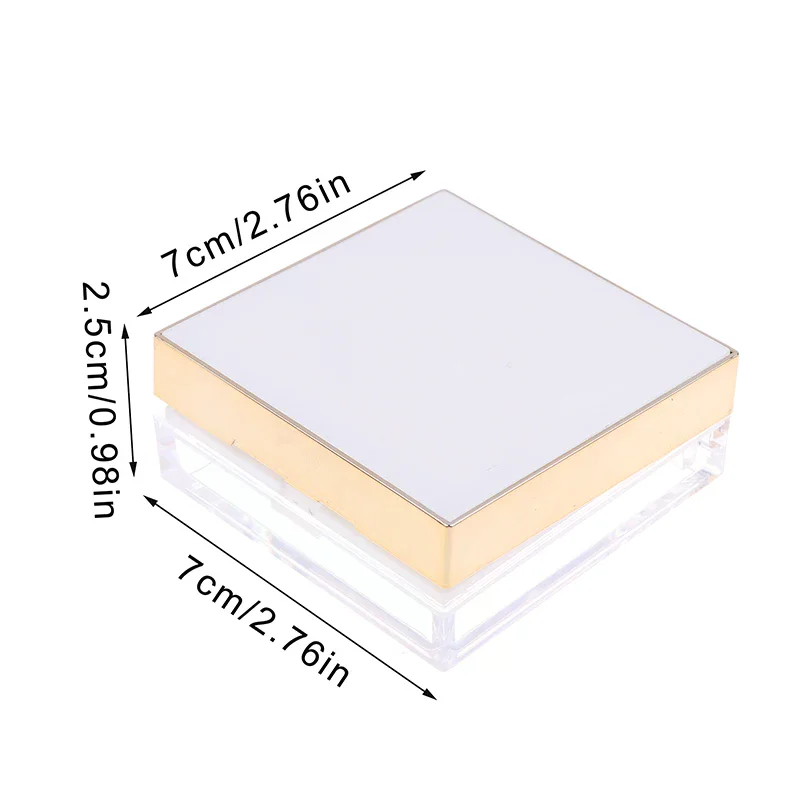 صندوق بودرة سائبة بحدود ذهبية مربعة 8 جرام، حاوية بودرة أحمر الخدود المحمولة القابلة لإعادة الملء مع مرآة منتفخة