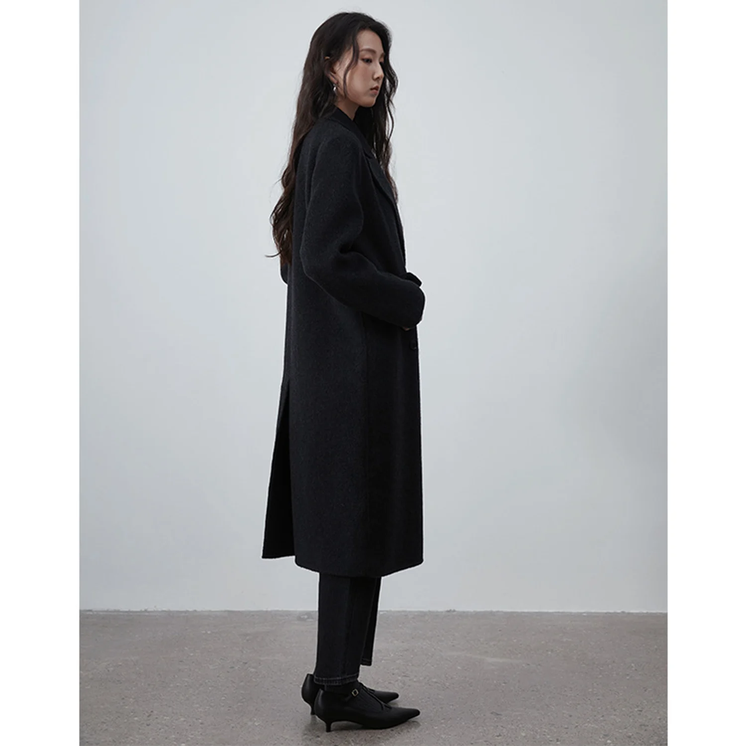 Damski garnitur Allingentle, długa marynarka, wełniana, modna, dwurzędowa kurtka na koktajl, do noszenia na co dzień, możliwość personalizacji.