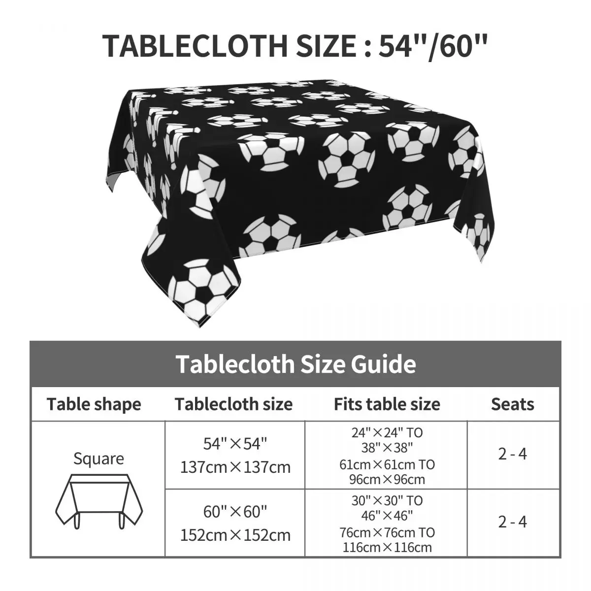 Soccer Ball Tablecloth Black and White Modern Table Cloth For Home Party Dining Room Table Cover Polyester DIY Table Decoration