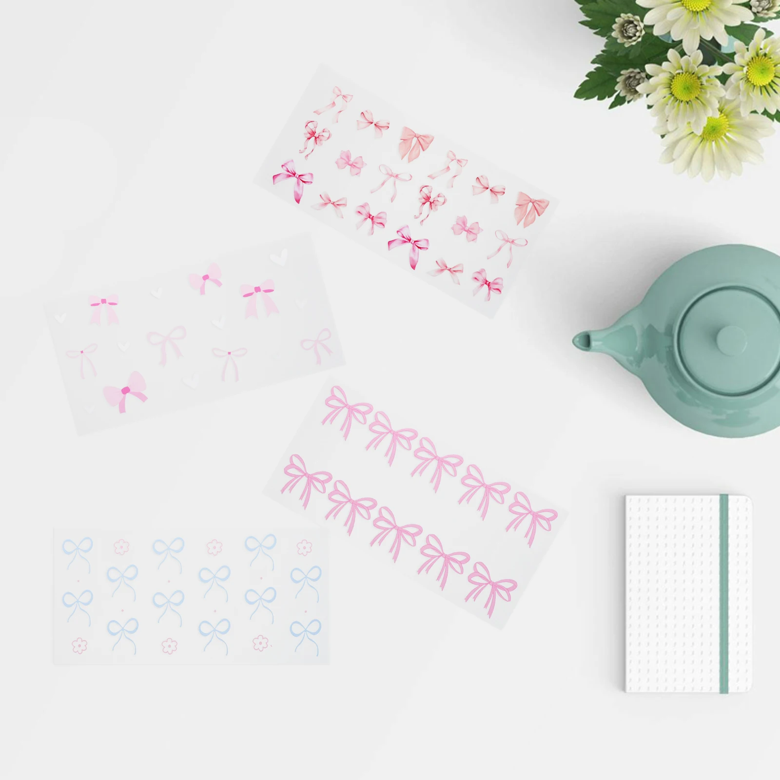 

4 Pcs Glass Cup Stickers Crystal Transfer Decals 16oz Unique Bow Design Waterproof Easy Apply Craft Rub On Decorations