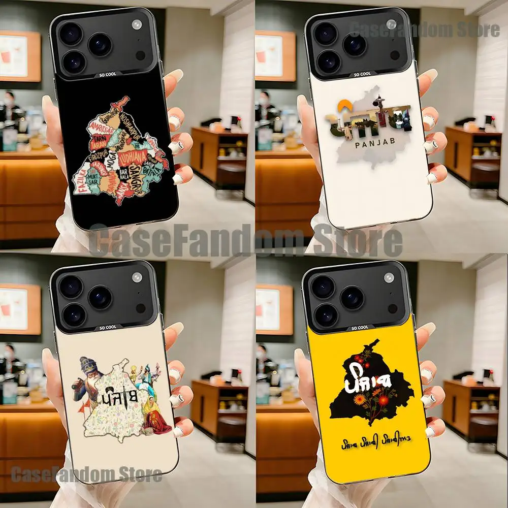 

ART Punjab Map For iPhone 17,16,15,14,13,12,11,Pro,MAX,Plus Black Shockproof Candy Matte Cover
