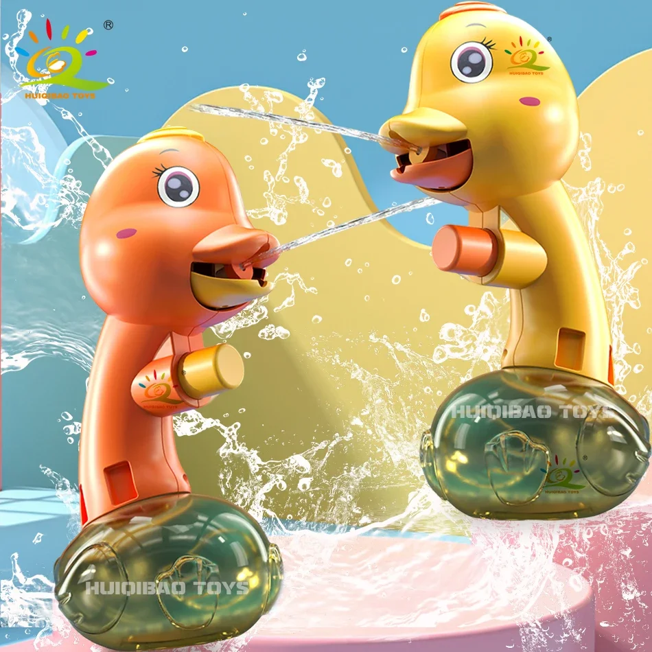 

HUIQIBAO 2025 Cute Cartoon Manual Duck Water Gun Pistol Shooting Toy Summer Outdoor Play Water Sports Beach Toys For Adults Gift