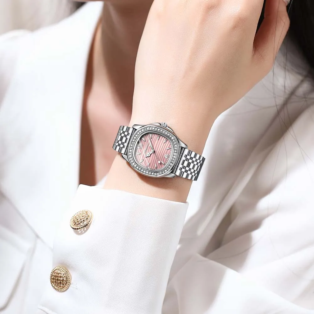 CHENXI Women's Watch Luxury Diamond Quartz Watches Stainless Steel Fashion Dress Wristwatches Clock Gift for Ladies