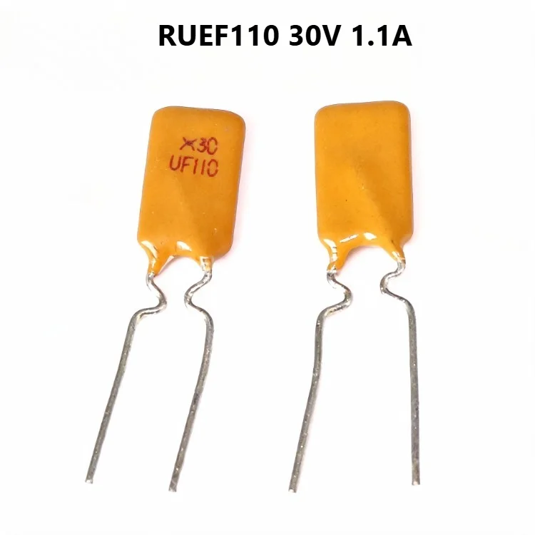RUEF110 PTC Resettable Fuse 100Pcs 30V 1.1A 100A Breaking Capacity Over‑current Protection for Power Supply Arduino Project