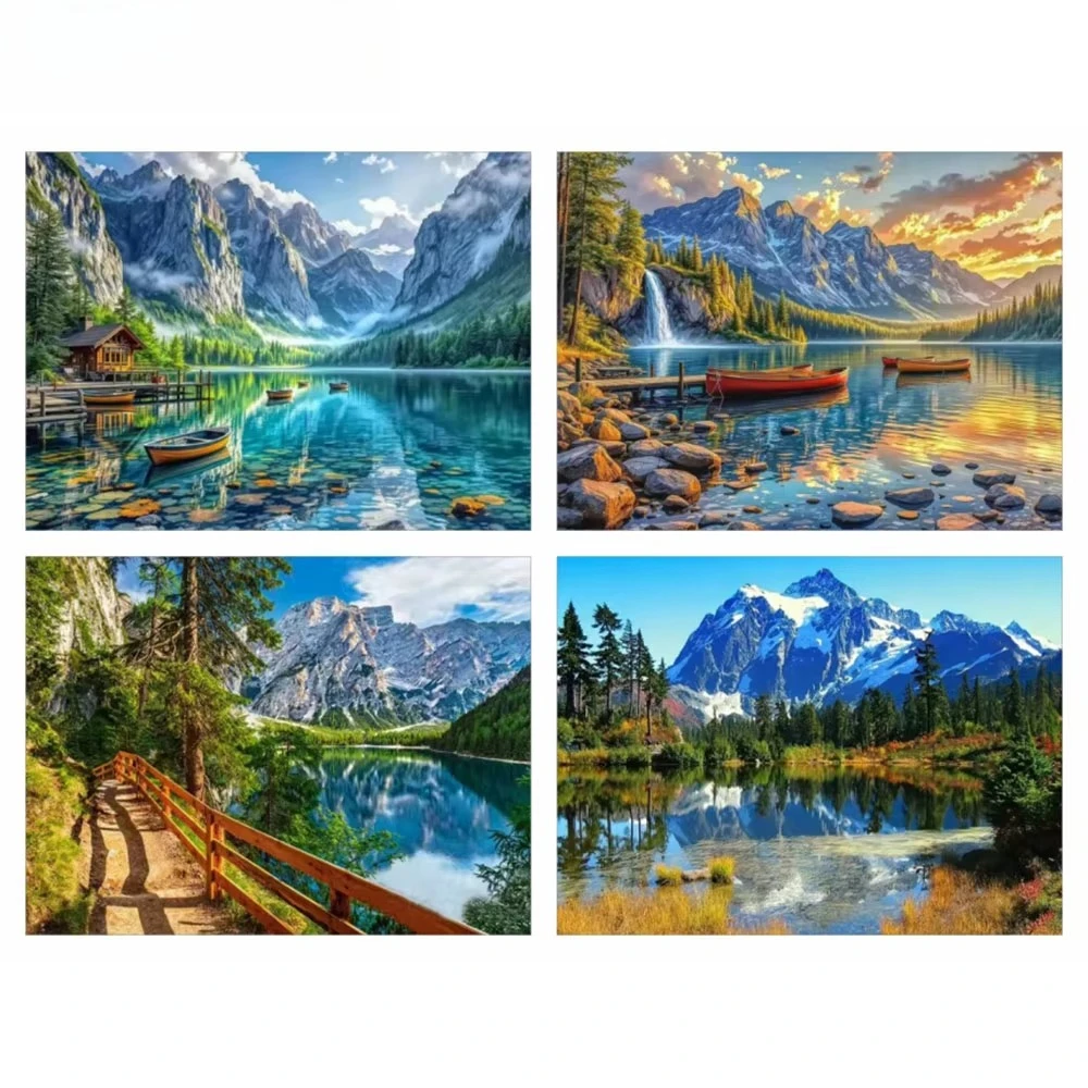 5D Diamantmalerei Berg- und Seelandschaft Handarbeit Heimdekoration Mosaik-Sets Naturlandschaft Vollquadratische und Runde Perlen
