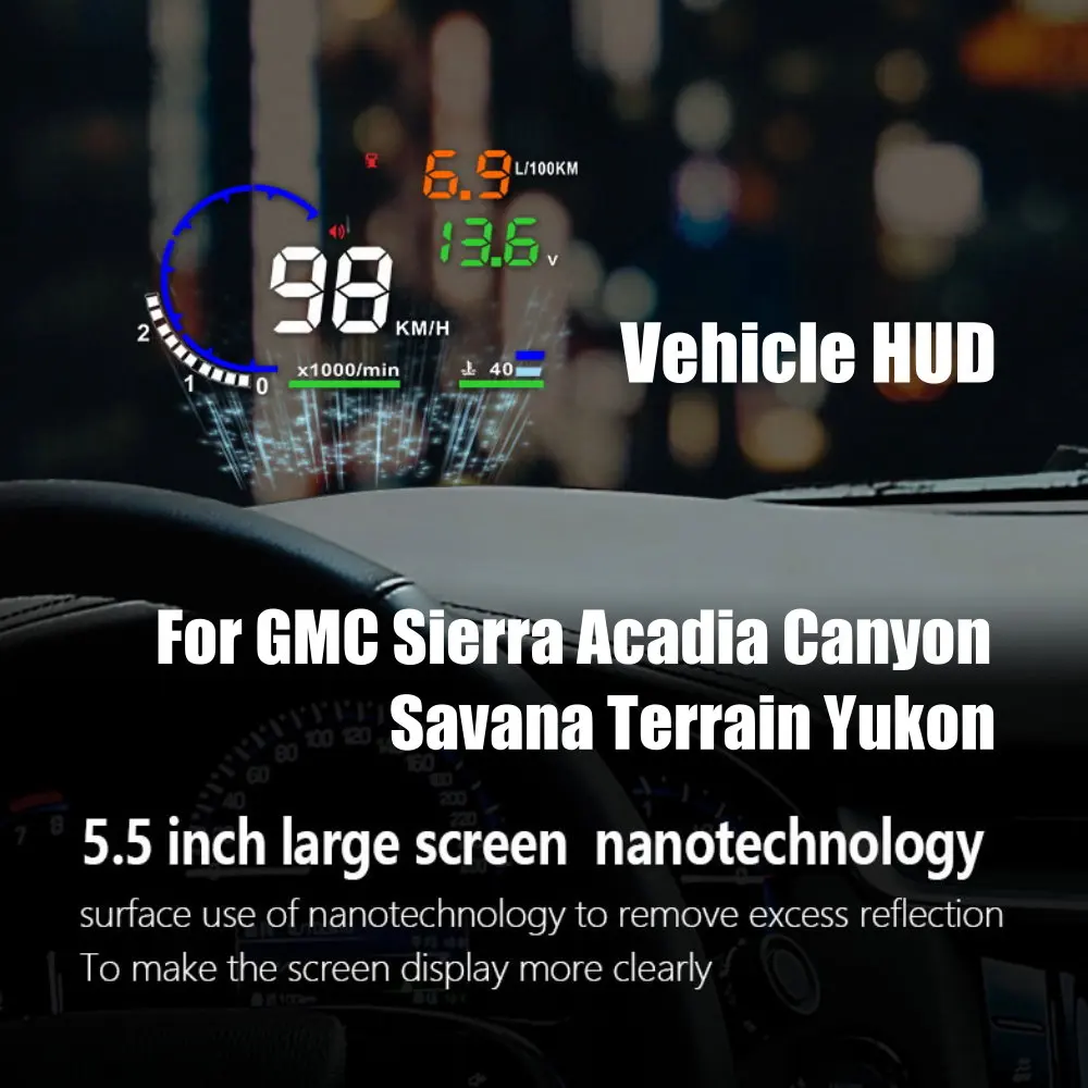 Car HUD Head Up Display LED Windshield Projection For GMC Sierra Acadia Canyon Savana Terrain Yukon 2000-2026