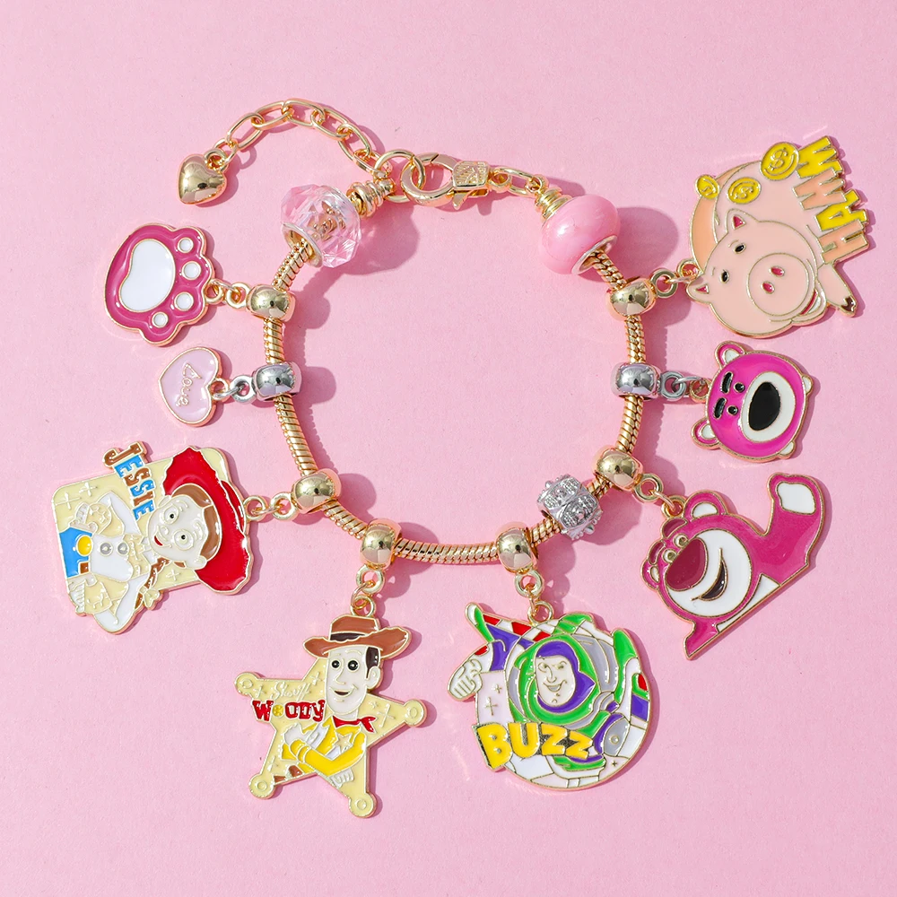 Disney Cartoon Toy Story Lotso Series Bead Pendant DIY Bracelet Blind Box Party Toy Gift Kawaii Accessory