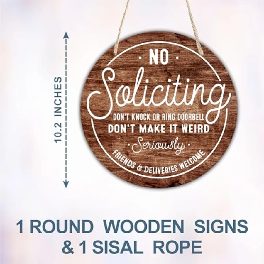Wooden Sign for Front Door - No Soliciting, Don't knock or ring doorbell - 10