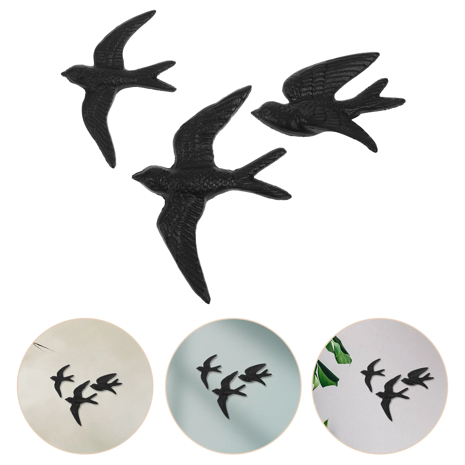 

3 Pcs Iron Bird Wall Decoration Retro Home Office Garden 3D Metal Craft Bird Wall Decors Sculpture Unique Adornment Kits