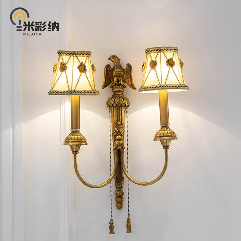 

French-style wall lamp, European-style villa, retro luxury, creative living room, bedside, bedroom lighting fixtures