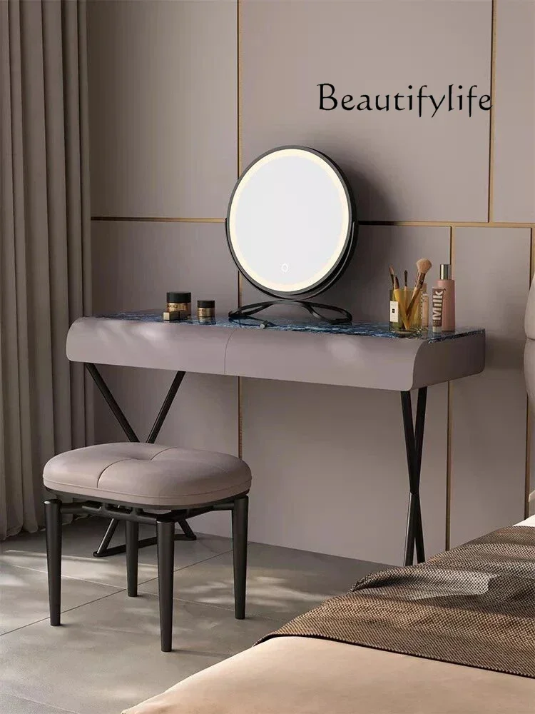 N19 Minimalist Stone Plate Dresser Chest of Drawers Modern Simple and Light Luxury Advanced Solid Wood Makeup Table