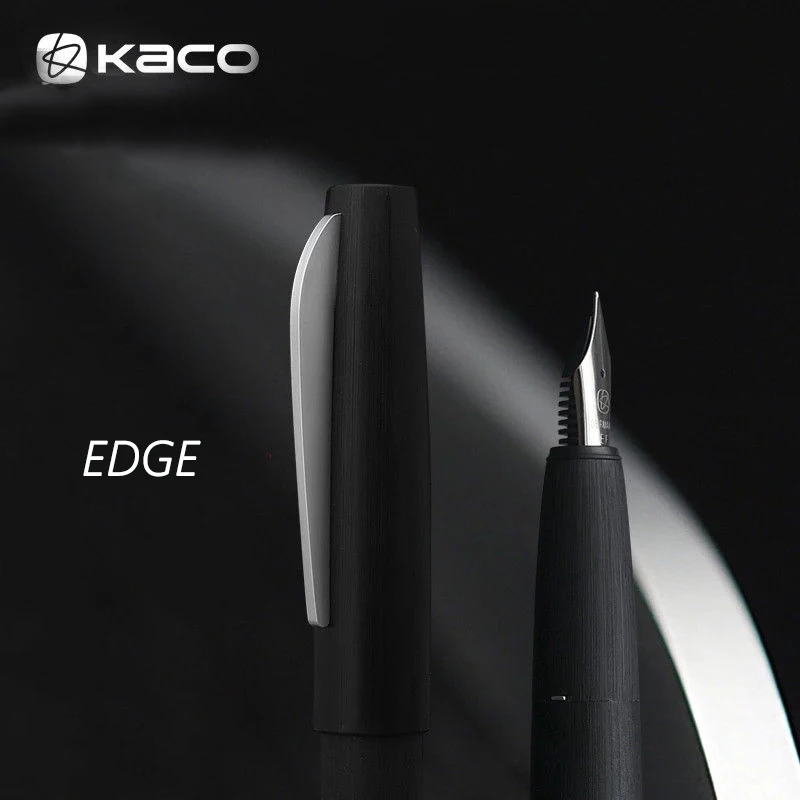 

1PC KACO EDGE Brushed Matte Fountain Pen Schmidt EF/F/M Nib Original Schmidt Converter Black/Coffee/Blue Ink Pen With Gift Box