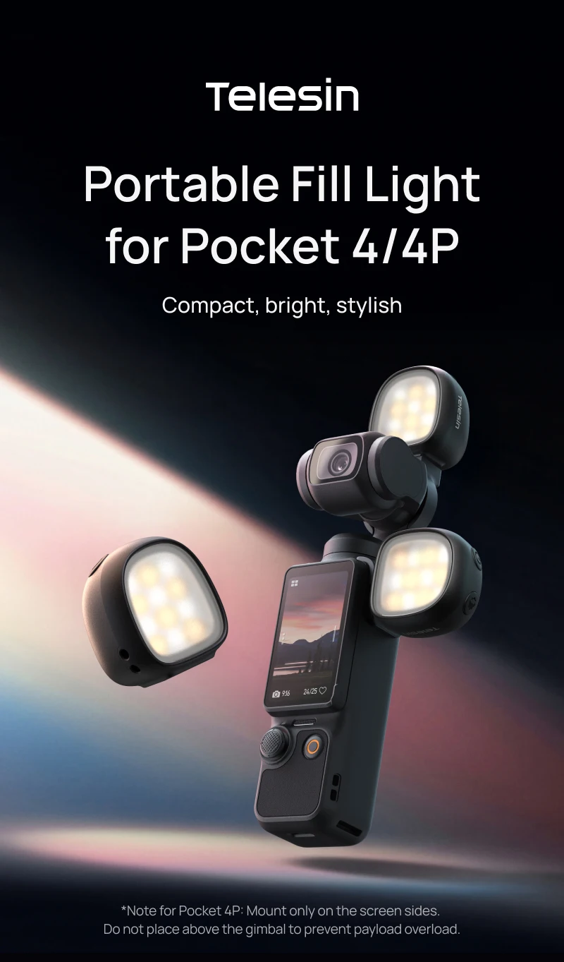 TELESIN Magnetisches Mini-Schnellwechsel-Fülllicht Selfie-Licht für DJI OSMO Pocket 4 4p Mini Schnellwechsel Tragbares Fülllicht – Detail 1