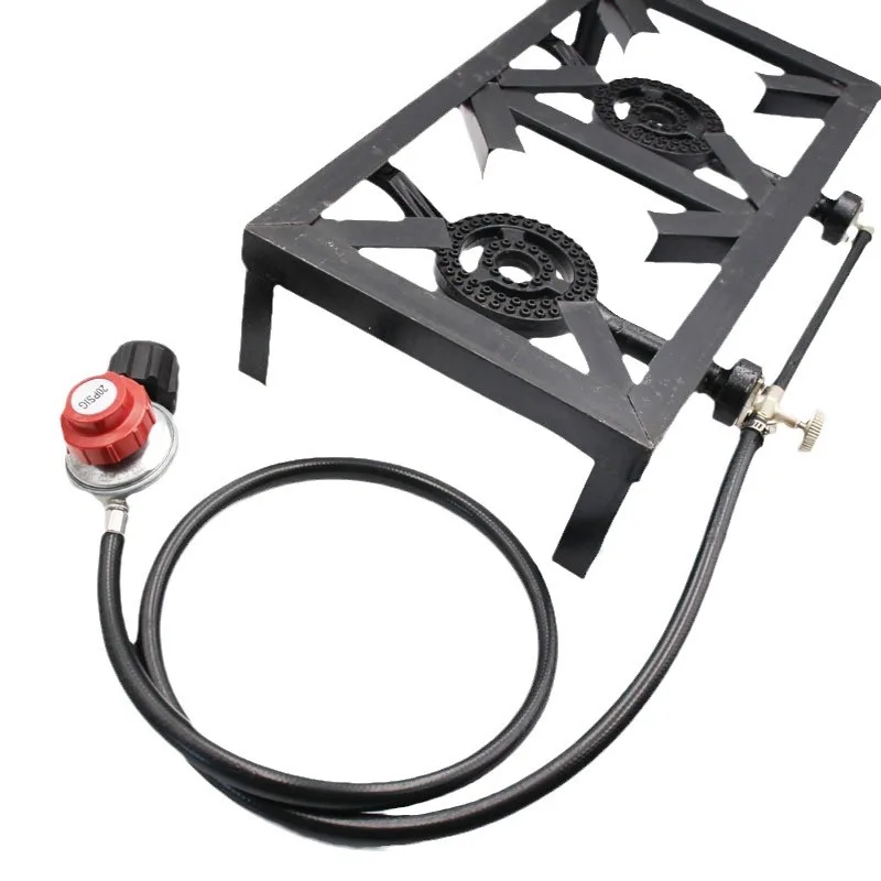 مدفأة برأس مزدوج قياسية أمريكية مع دعامة مجهر من الحديد الزهر موقد غاز البروبان عالي الطاقة حديقة خارجية ran'q #5