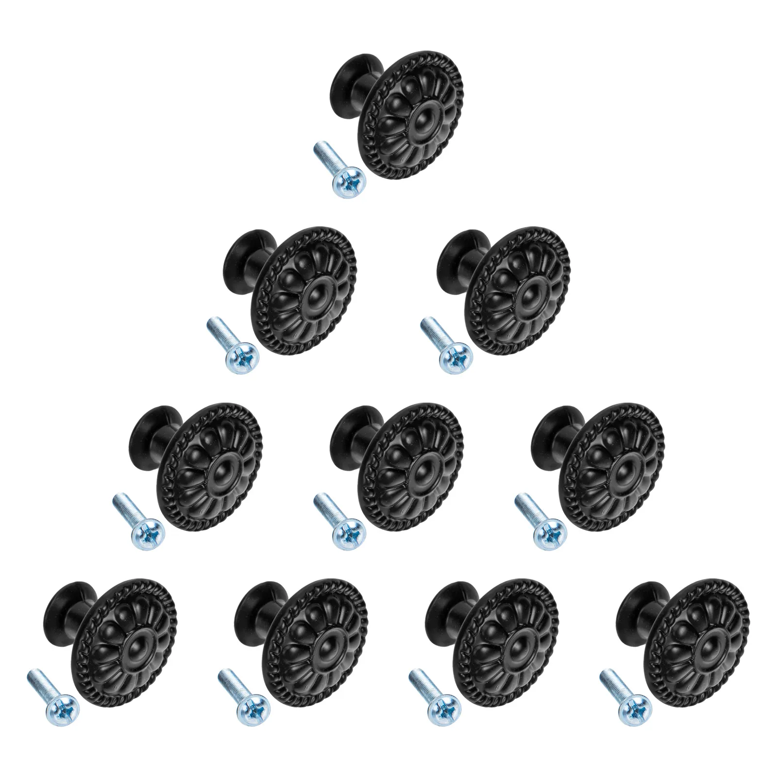 

10 Sets Black Cabinet Knobs Drawer Pulls Aluminum Alloy Durable Not Deform Break Suitable Cabinets Dressers Bathrooms Furniture