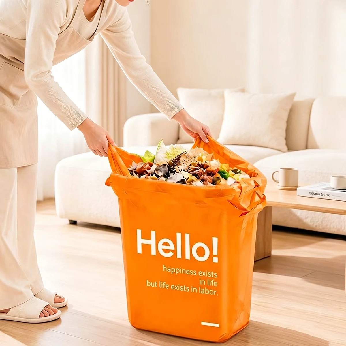 50Pcs 20L Lemon Scent Handheld Trash Bags Thick Household Kitchen Garbage Bags