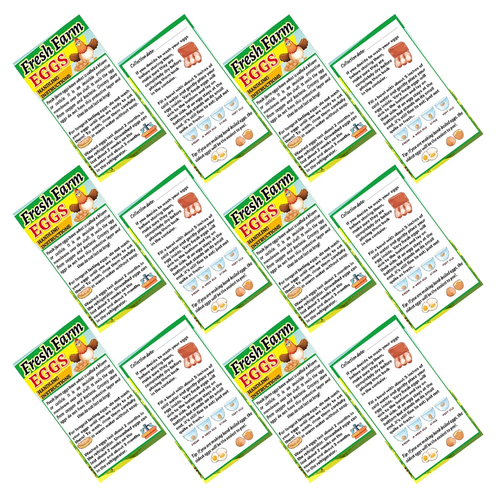 

250pcs Farm Eggs Handling Cards Care Labels Safe Storage Date Stamps Egg Tags Farm Egg Instructions Instructions