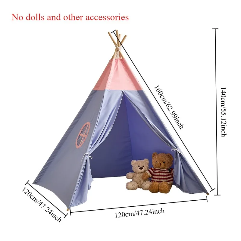 Tienda de campaña para niños de 1,6 M, tipi portátil para interiores y exteriores, tienda triangular lisa para niños y niñas, casa de juegos práctica para niños en casa
