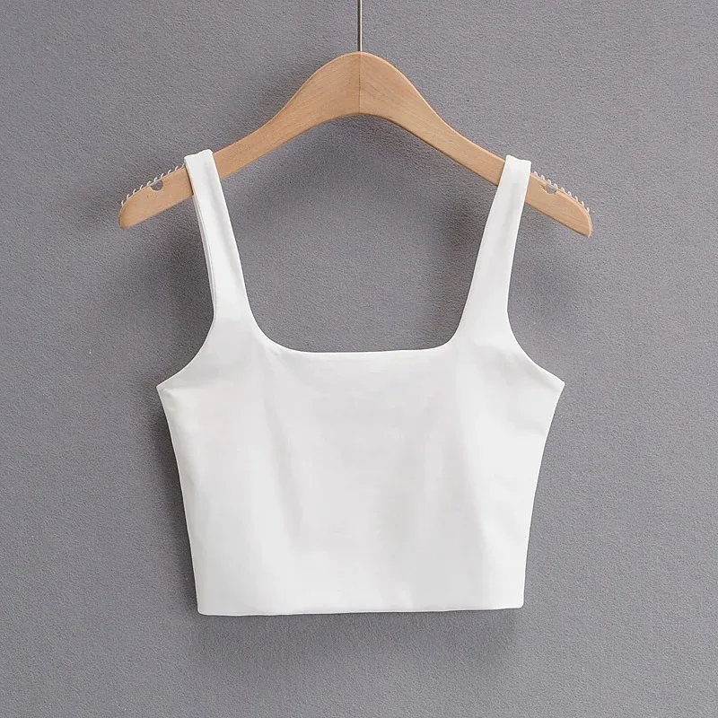2025 Summer Women Sexy Sleeveless Tops Fashion Short Square Collar Tank Tops 6 Colors