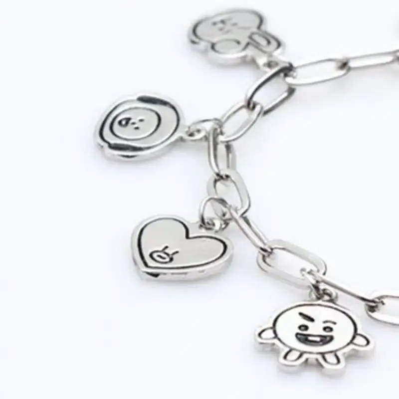 Anime Cartoon Tata Rj Shooky Cooky Titanium Steel Bracelet Kawaii Bt21 Small Animal Couple Bracelet Girls Bracelet Jewelry