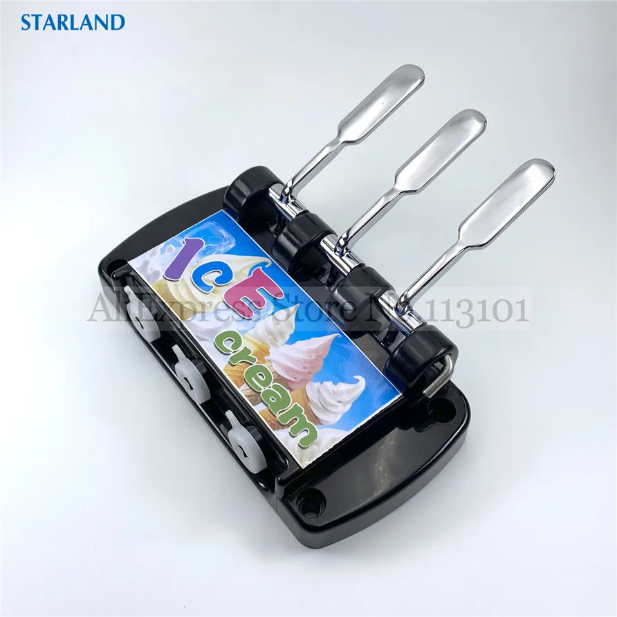 One Set Panel Block Spare Parts Face Plate Accessories With 3 Handles 3 Valve Rods Replacements For BJ Soft Ice Cream Machines