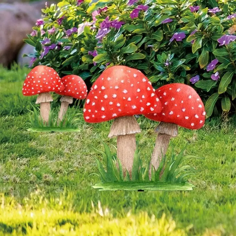 L9NB 3D Mushroom Yard Sign Lawn Ornaments Statue for Outdoor Garden Stakes Decoration