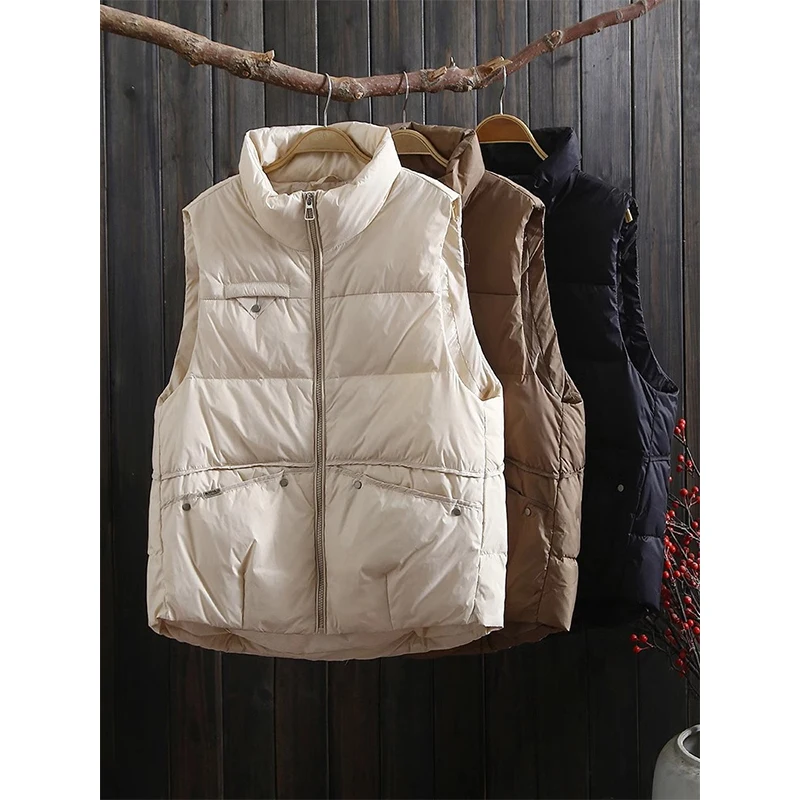 

plus Size 300 Pou Women's Thiened Stand Collar Vest Outerwear Winter Loose Fit Double ket Sle Korean Version