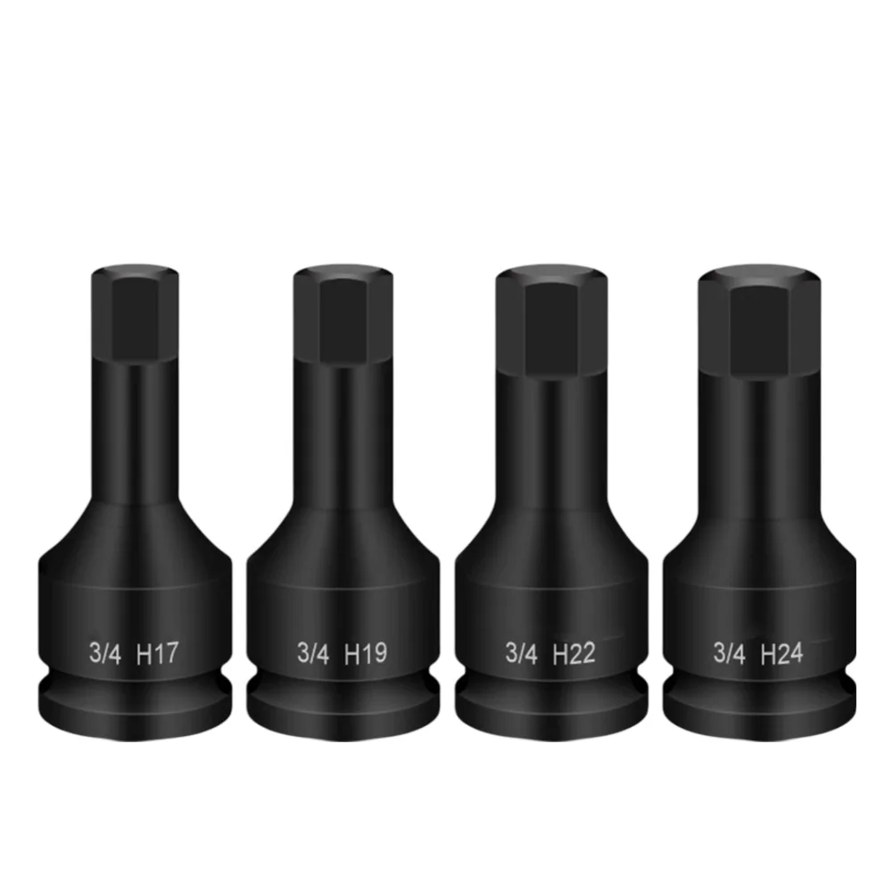 Hex Drive Bit Socket 34inch for Impact Wrench with Secure Non Slip Pin Hole and Recessed Square Interface for Strong Grip H12H32