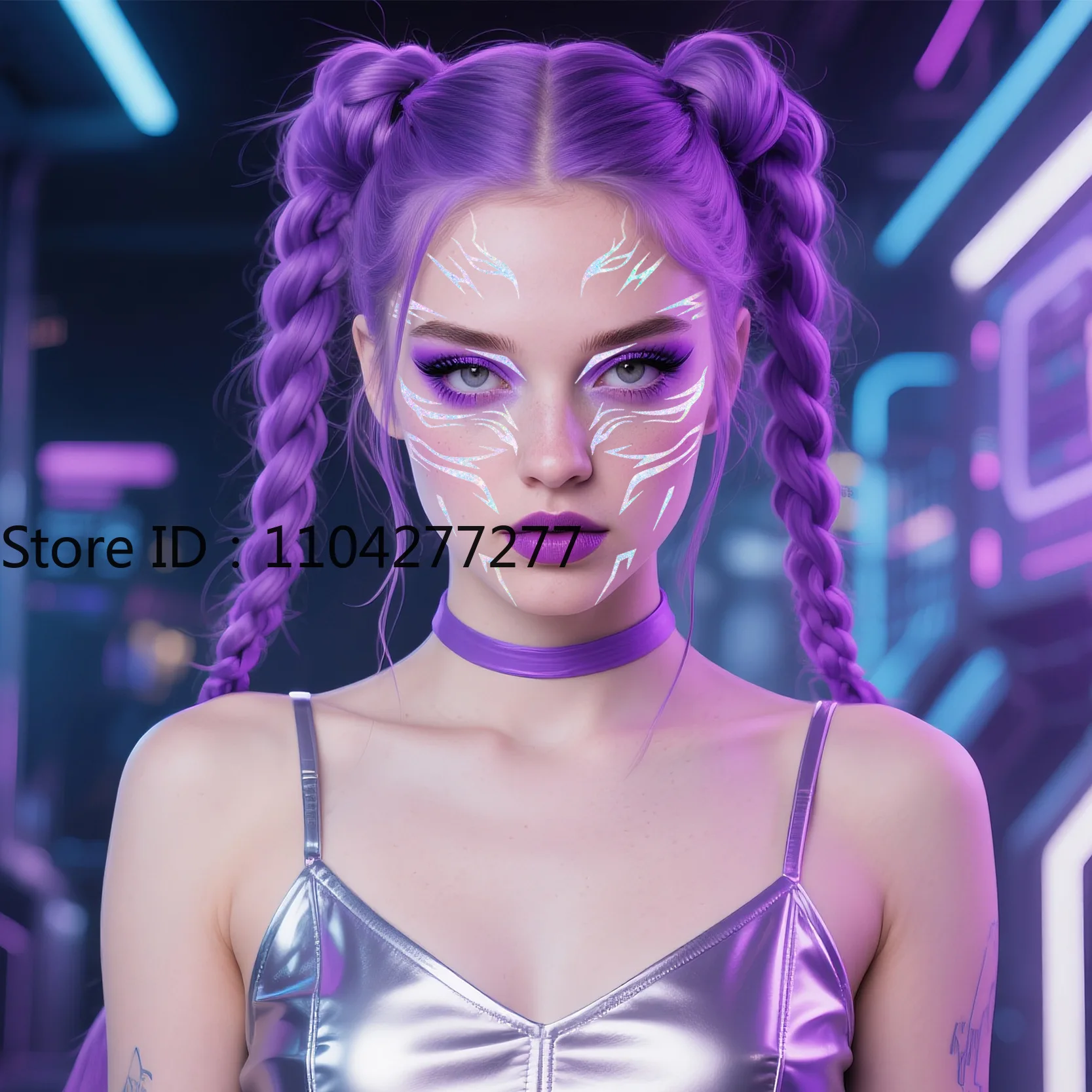 Demon Laser Tattoo Stickers Cyber Punk Decoration Anime Cosplay Party Lightning Makeup Face Decor Stickers