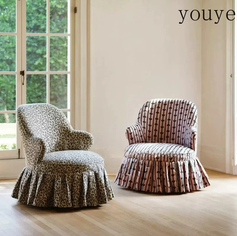 French-style ancient fabric bed and breakfast living room printed sofa chair medium ancient style bedroom balcony single leisure
