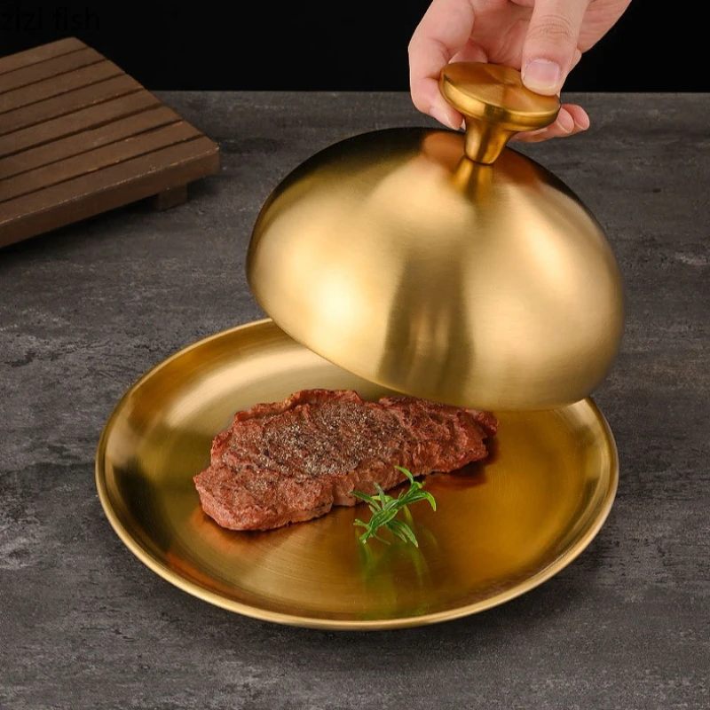 Stainless Steel Cover Western Style Steak Cover Dining Plate Circular Raised Lids Pot Lid Dim Sum Lid Cake Covers Dust Cover