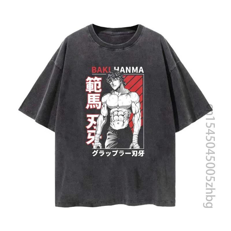 

Baki The Grappler Unisex T Anime Woman Shirt Streetwear Harajuku Vintage Distressed Tshirt Manga Graphic T Shirt Men Tops Tees