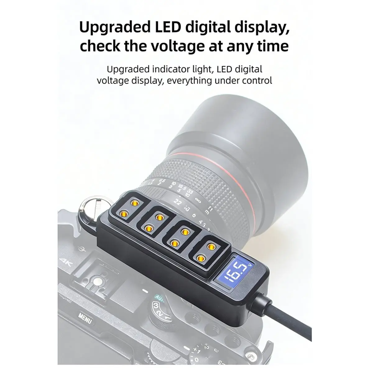 D-Tap Splitter Cable 1 to 4 Port D-Tap Female Power Hub Adapter for V-Mount Camera Batteries P-Tap Power Supply