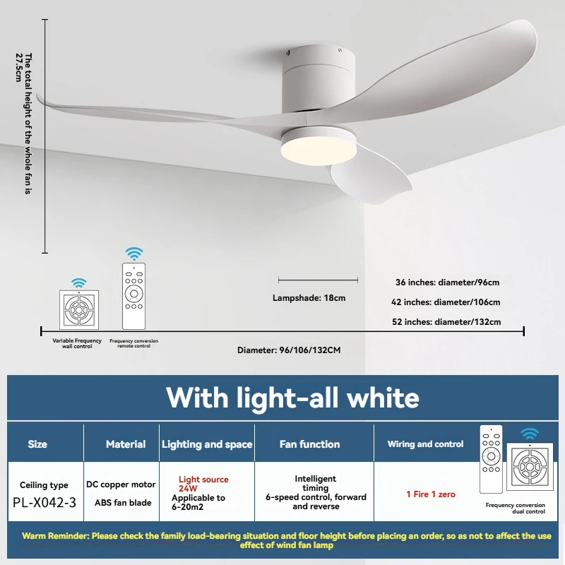 Nordic Minimalist Straight-Blade Fan Light Silent Operation Suitable for Dining Room Bedroom Study Room image 3