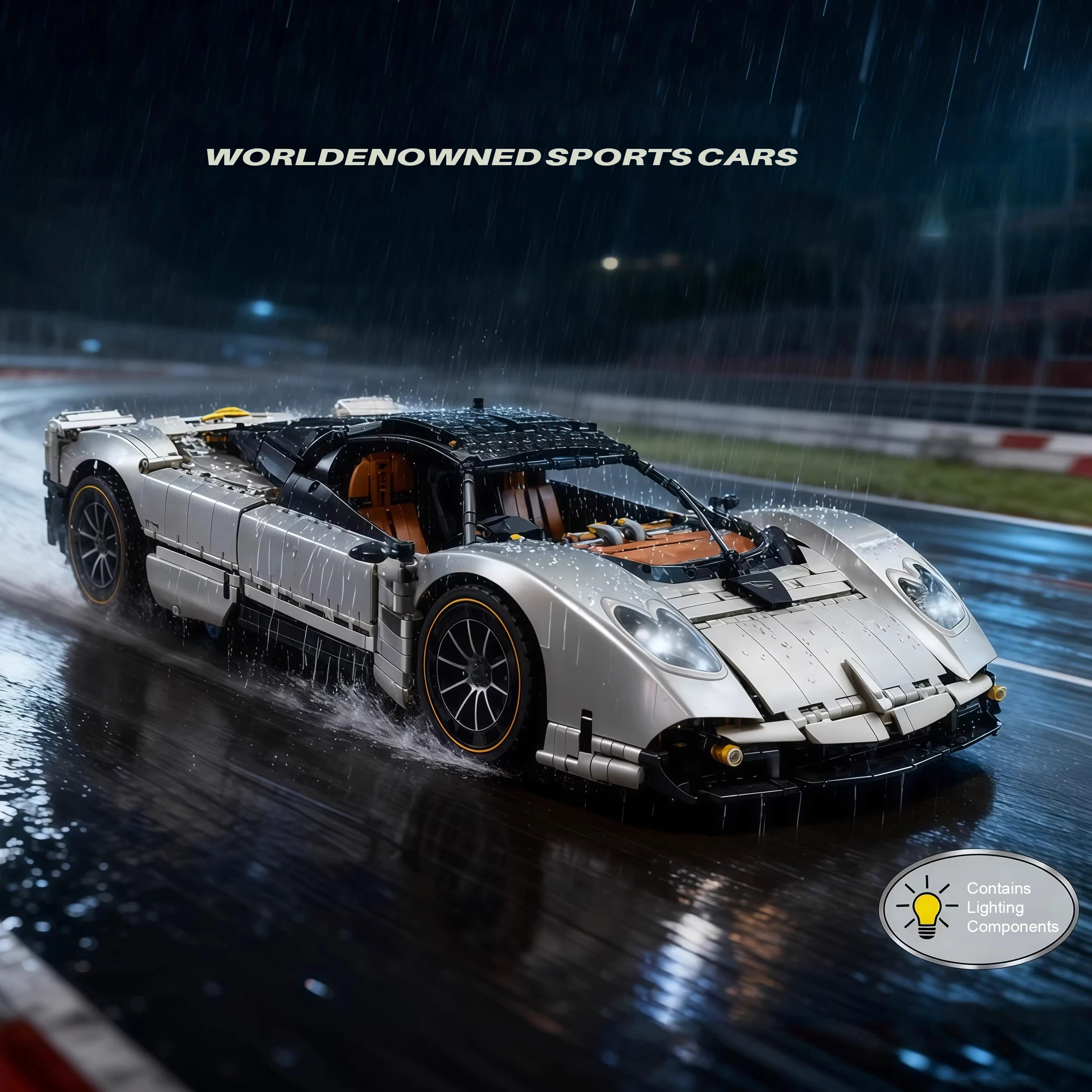 4688 Stück Utopia Supercar Bausteine mit Licht JD118 1:8 Technische Hypercar Sportwagen Modell Ziegel Spielzeug für Kinder Erwachsene Geschenke
