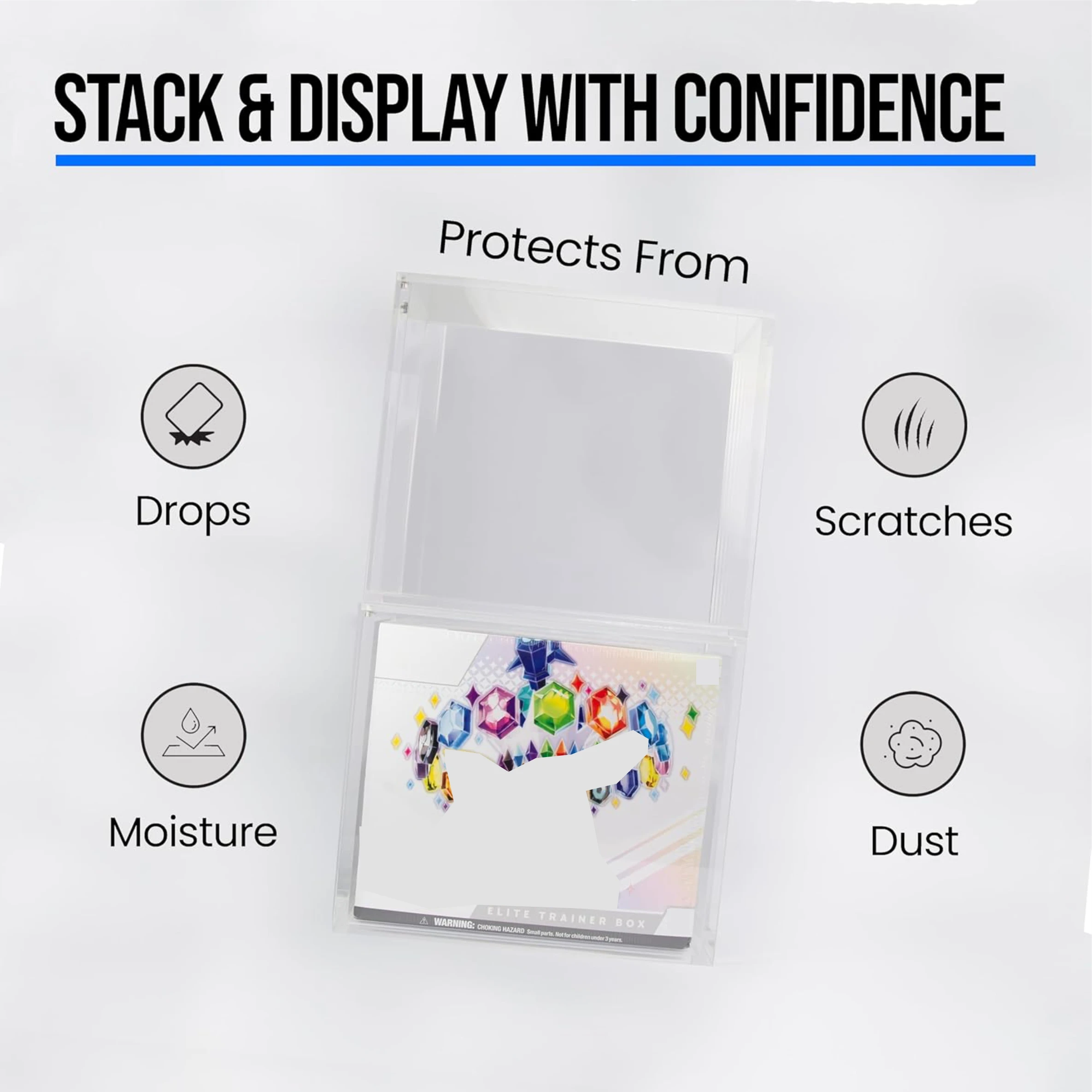 حافظة حماية ETB، صندوق عرض أكريليك شفاف بسمك 5 مم مع غطاء مغناطيسي، مقاوم للرطوبة، تخزين وعرض قوي