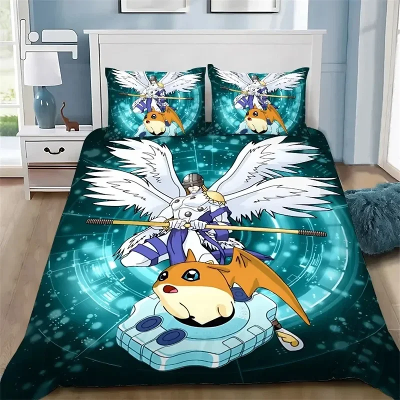 Cartoon Cover Pillowcase Bedding Set D-DigimonS Greymons Adult Boy Girl Bedroom Decoration Children Single Double Large Size