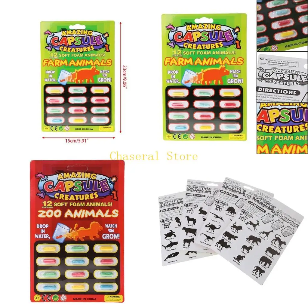 

E7CE for Creative Inflated Capsule Toy Growing Animal Model Toy Children Props Toy EVA Inflation Ball for Kiddi