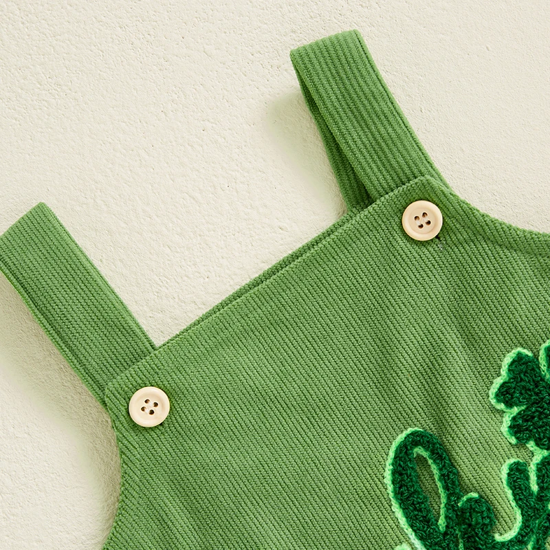 Baby Girls Boys Ovrealls Rompers Ireland Clothes Letter Clover Embroidered Sleeveless Infant Bodysuits Jumpsuits