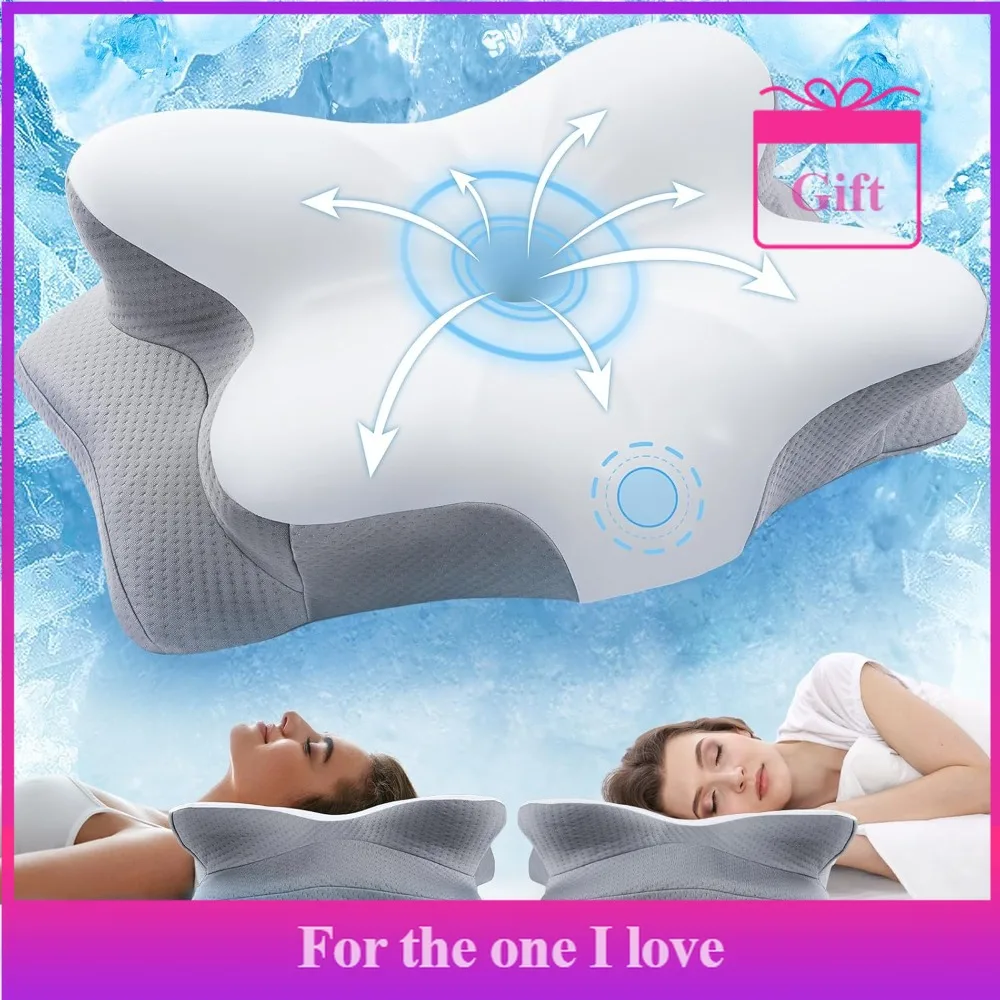 

Cervical Neck Pillow for Pain Relief - Cooling Memory Foam Pillows for Sleeping, Ergonomic Side Sleeper Pillow