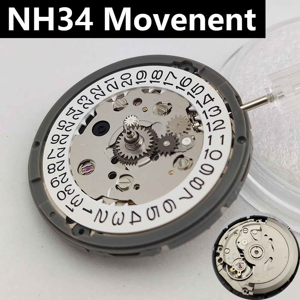 New NH34 Automatic Mechanical Movement GMT 24 Hours Hands Japan Original Parts NH34A Date at 3.0 High Accuracy Mechanism MOD