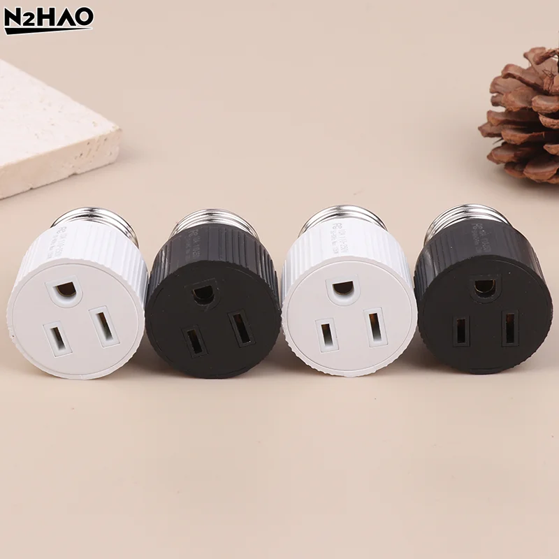 2Pcs E26/E27/B22 3Prong Light Socket Outlet Adapter Plug Light Socket To Plug Adapter Bulb Base Adapter 1250W Heat-resistant