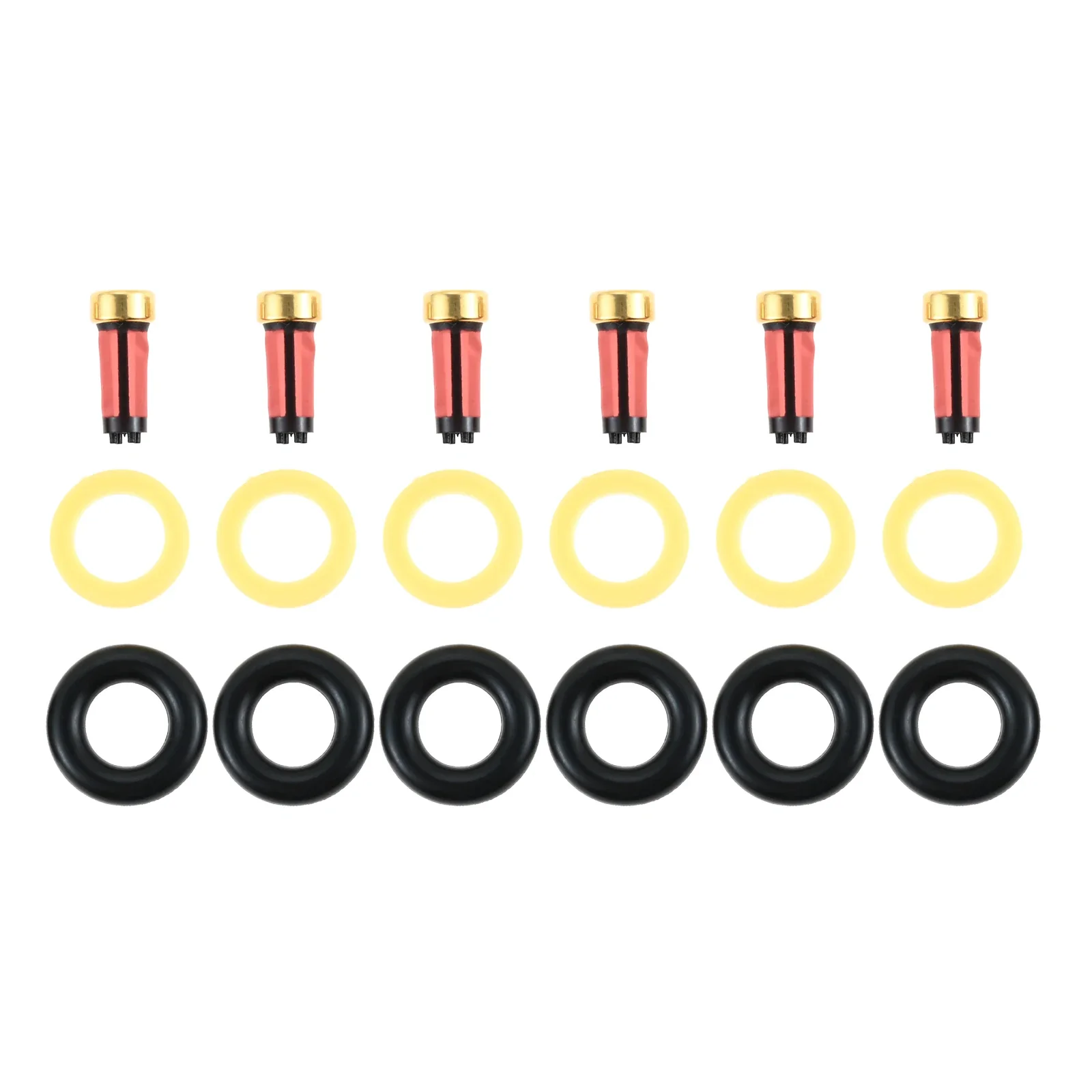 6 Sets Auto Fuel Injectors Repair Service Kit O-rings Washers Filters for 2003 2004 2005 2006 Yamaha Outboard 250HP-300HP HPDI