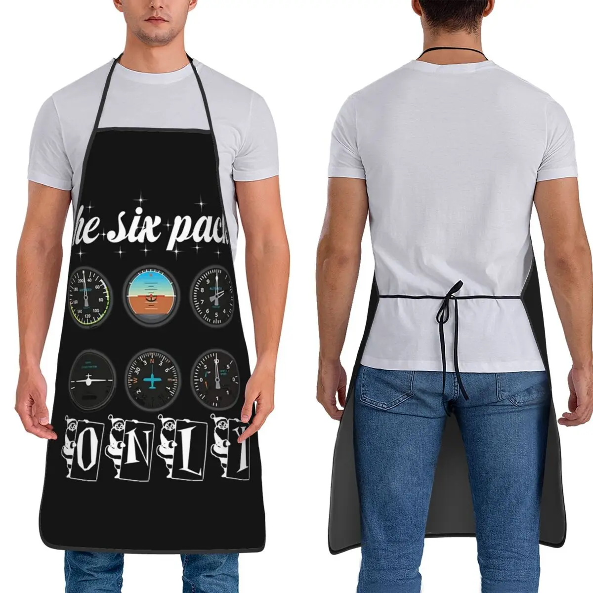 Pilot Top Airplane Six Pack Flight Instruments Apron Chef Baking Tablier Bib Kitchen Cleaning Pinafore for Women Men Gardening